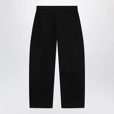 LEMAIRE Black cotton trousers with belt