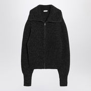 LEMAIRE Black/brown zip cardigan in alpaca blend