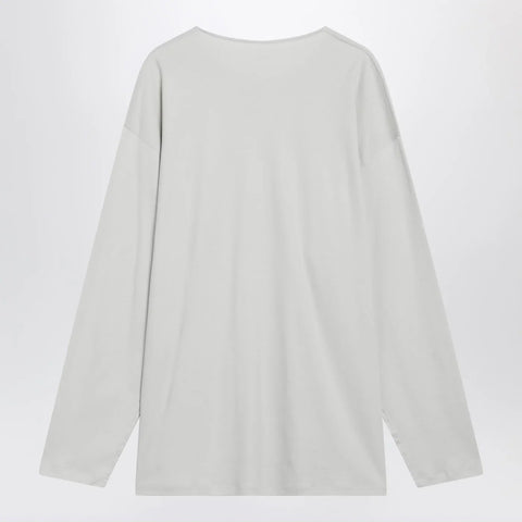 LEMAIRE Chalk-colored cotton and silk interlock T-shirt