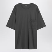 LEMAIRE Charcoal grey cotton and silk T-shirt