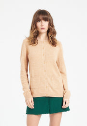 LILLY 4 Cardigan col rond en cachemire cintré camel clair-gilet cardigan col rond femme-Studio Cashmere8-S-SC8-00871-camel clair-Urbanheer