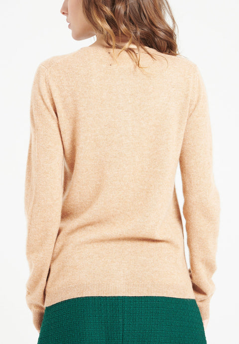 LILLY 4 Cardigan col rond en cachemire cintré camel clair-gilet cardigan col rond femme-Studio Cashmere8-S-SC8-00871-camel clair-Urbanheer