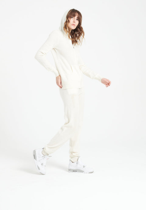 LILLY 8 Sweat à capuche zippé en cachemire blanc écru-gilet à capuche femme-Studio Cashmere8-XL-SC8-00202-écru-Urbanheer