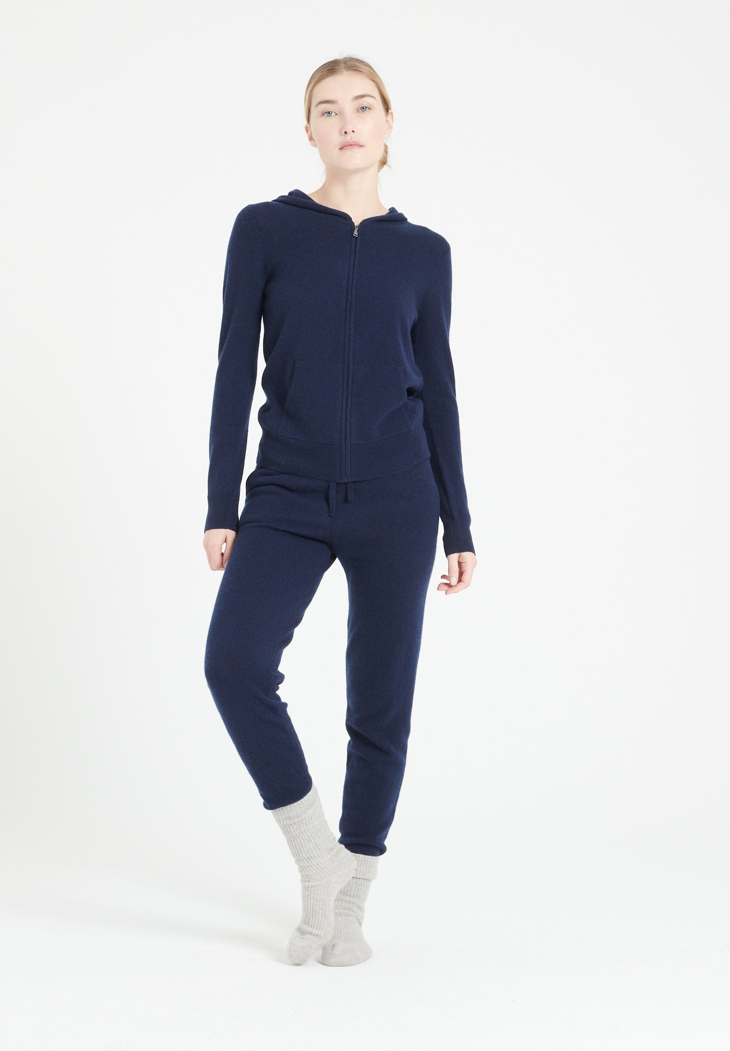 LILLY 8 Sweat à capuche zippé en cachemire bleu marine-gilet à capuche femme-Studio Cashmere8-L-SC8-00199-bleu marine-Urbanheer