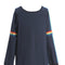 L/S A-Line Dress w/ Lurex Rainbow Trim Detail At Sleeves-Dress-Hannah Banana-7-NAVY-Urbanheer