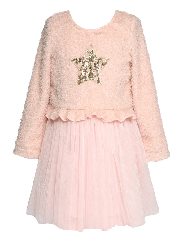 L/S Dress W Mesh Skirt-Dress-Hannah Banana-4-PINK-Urbanheer