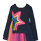 L/S Twofer Dress with Rainbow Mesh Star Detail and Tutu Mesh-Dress-Hannah Banana-12M-NAVY MULTI-Urbanheer