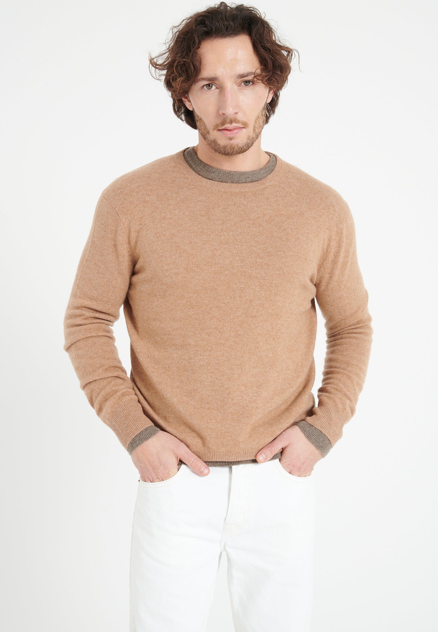 LUKE 2 Pull col rond en cachemire camel-col rond homme-Studio Cashmere8-M-SC8-00057-camel-Urbanheer