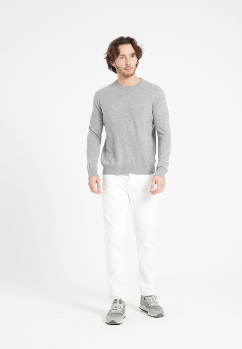 LUKE 2 Pull col rond en cachemire gris clair-col rond homme-Studio Cashmere8-S-SC8-00052-gris clair-Urbanheer