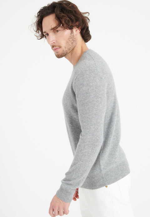 LUKE 2 Pull col rond en cachemire gris clair-col rond homme-Studio Cashmere8-S-SC8-00052-gris clair-Urbanheer