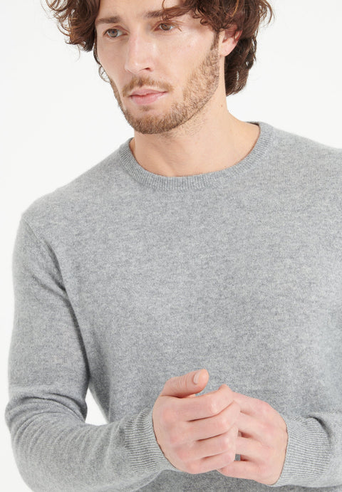 LUKE 2 Pull col rond en cachemire gris clair-col rond homme-Studio Cashmere8-S-SC8-00052-gris clair-Urbanheer