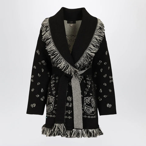 Alanui Black Bandana jacquard cardigan