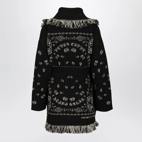 Alanui Black Bandana jacquard cardigan