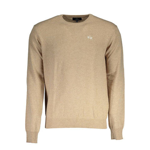 La Martina "Beige Wool Men Sweater Classic Comfort Knitwear"-La Martina-L-Urbanheer