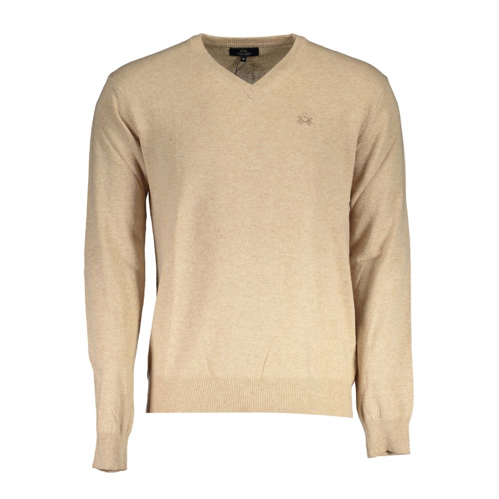La Martina Beige Wool Men Sweater-La Martina-M-Urbanheer