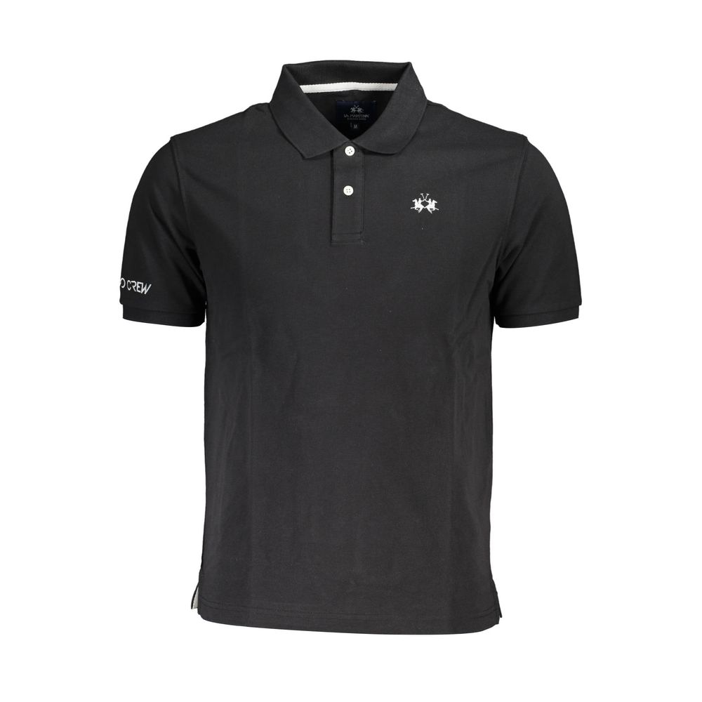 La Martina Black Cotton Men Polo Shirt-La Martina-M-Urbanheer