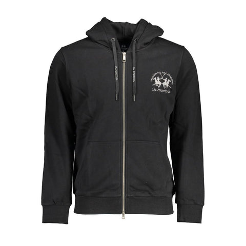 La Martina Black Cotton Men Sweater-La Martina-XL-Urbanheer