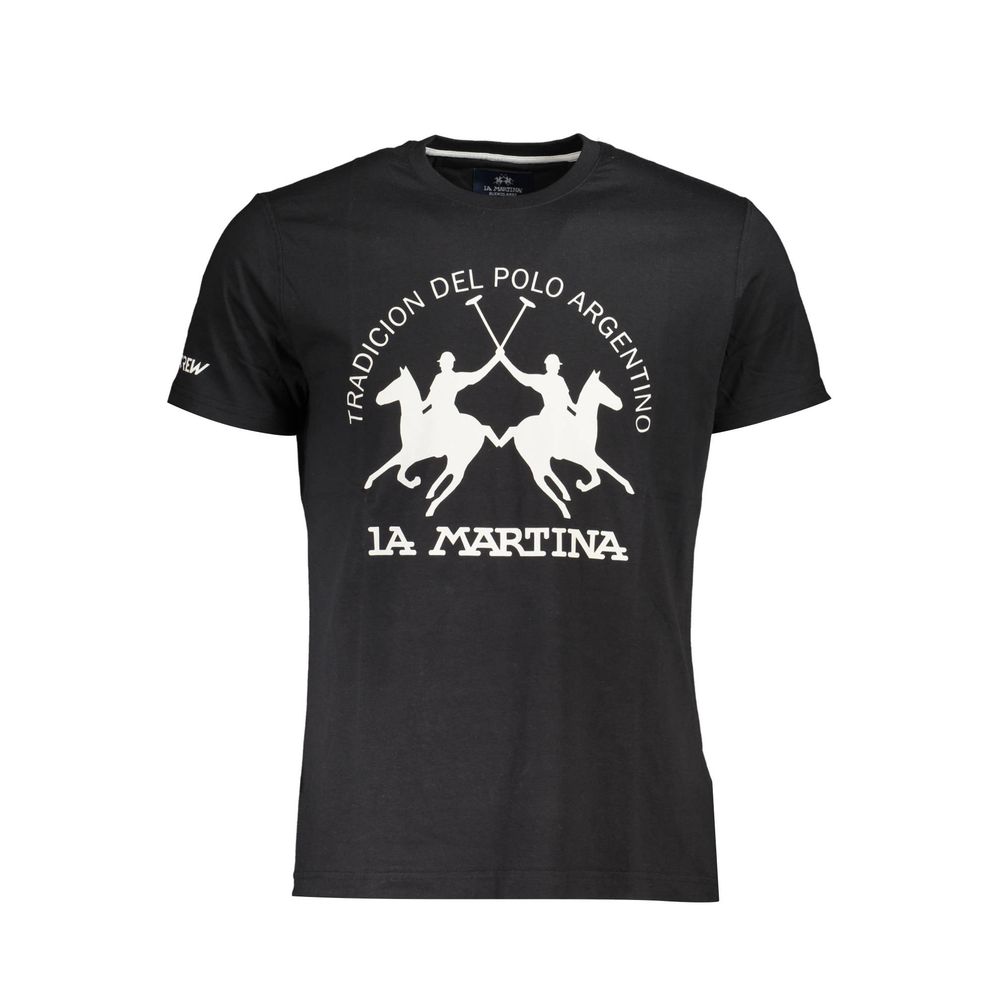La Martina Black Cotton Men T-Shirt-La Martina-M-Urbanheer