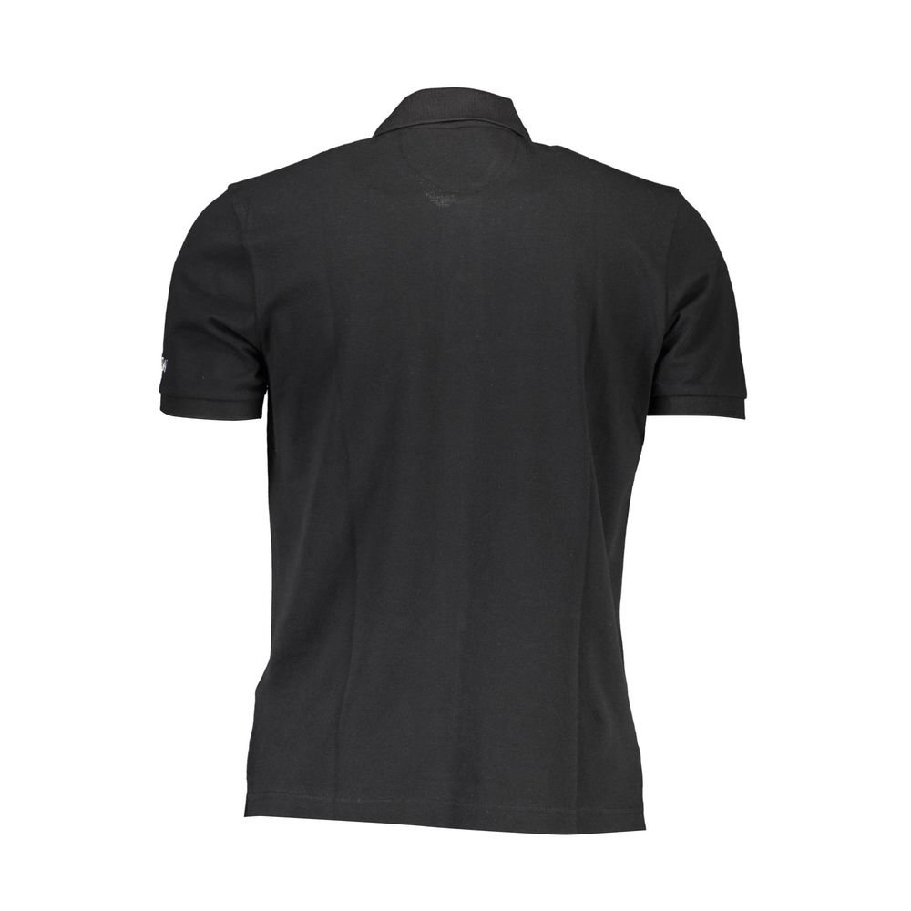 La Martina Black Cotton Polo Shirt-La Martina-M-Urbanheer