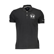La Martina Black Cotton Polo Shirt-La Martina-M-Urbanheer