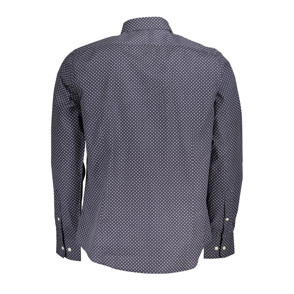 La Martina Blue Button-Down Cotton Shirt with Embroidery-La Martina-S-Urbanheer