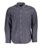 La Martina Blue Button-Down Cotton Shirt with Embroidery-La Martina-S-Urbanheer
