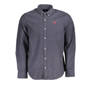 La Martina Blue Button-Down Cotton Shirt with Embroidery-La Martina-S-Urbanheer