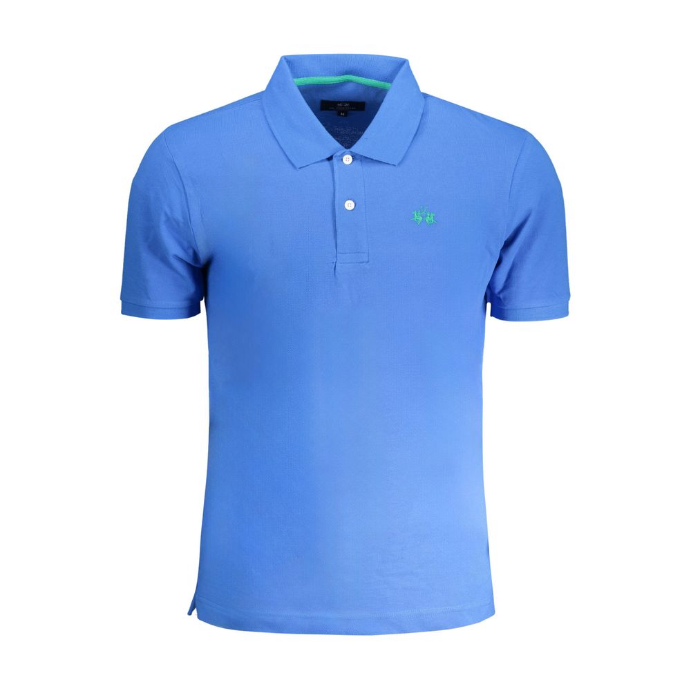 La Martina Blue Cotton Polo Shirt-La Martina-S-Urbanheer
