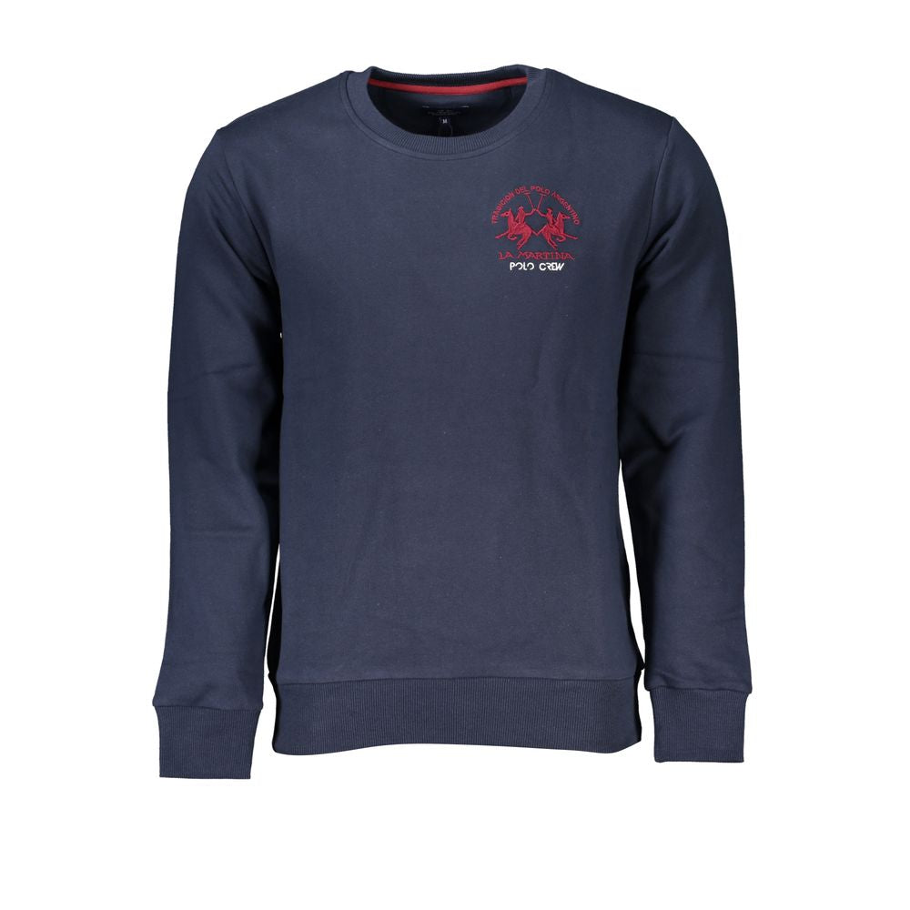 La Martina Chic Blue Crew Neck Embroidered Sweatshirt-La Martina-S-Urbanheer