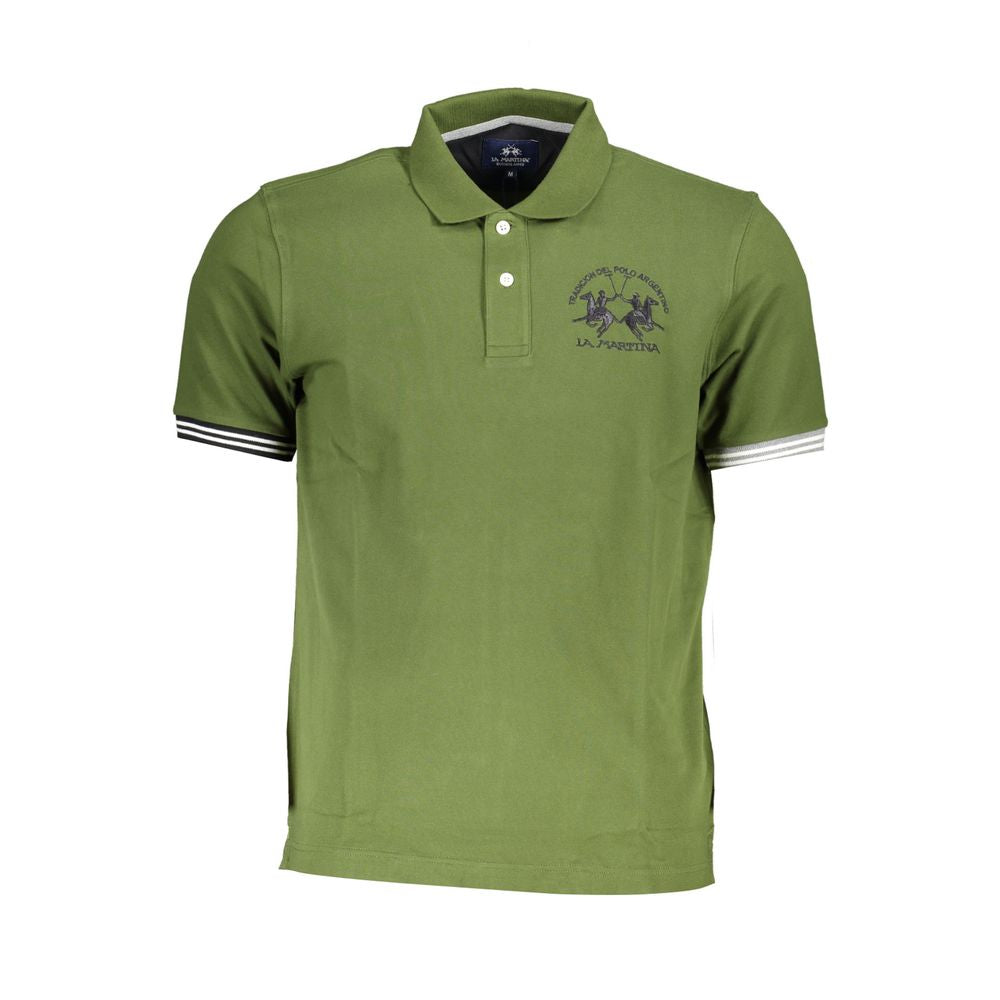 La Martina Chic Green Cotton Blend Polo Shirt-La Martina-S-Urbanheer