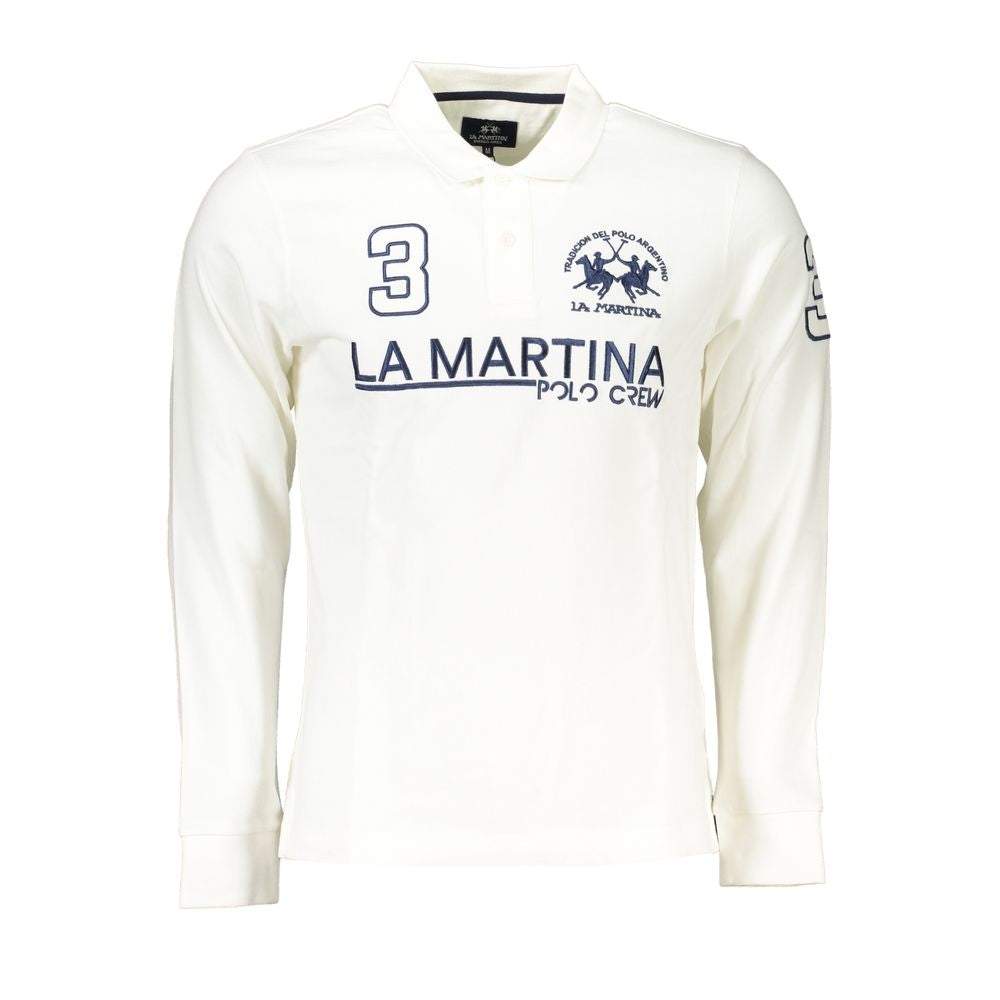 La Martina Elegant Long Sleeved White Polo-La Martina-XXL-Urbanheer