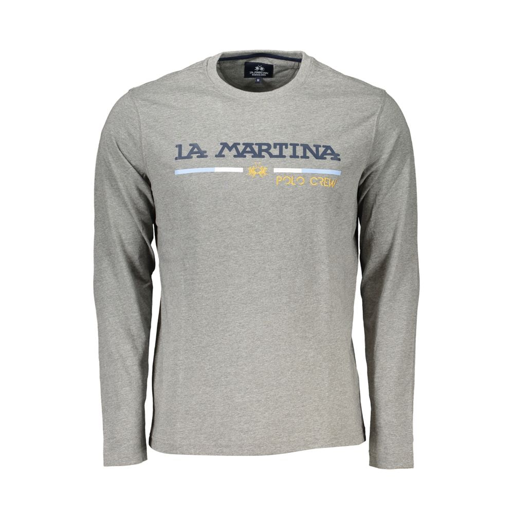 La Martina Gray Cotton Men T-Shirt-La Martina-XL-Urbanheer