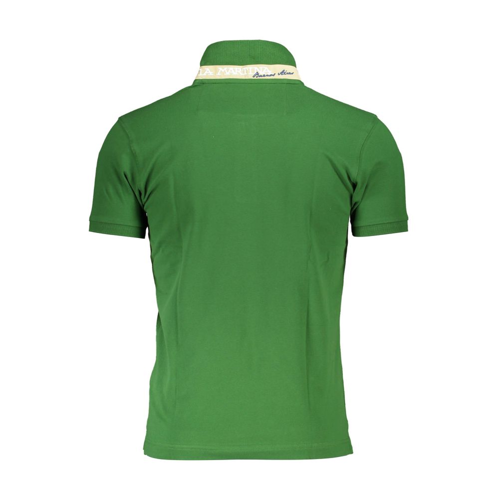 La Martina Green Cotton Men Polo Shirt-La Martina-XL-Urbanheer