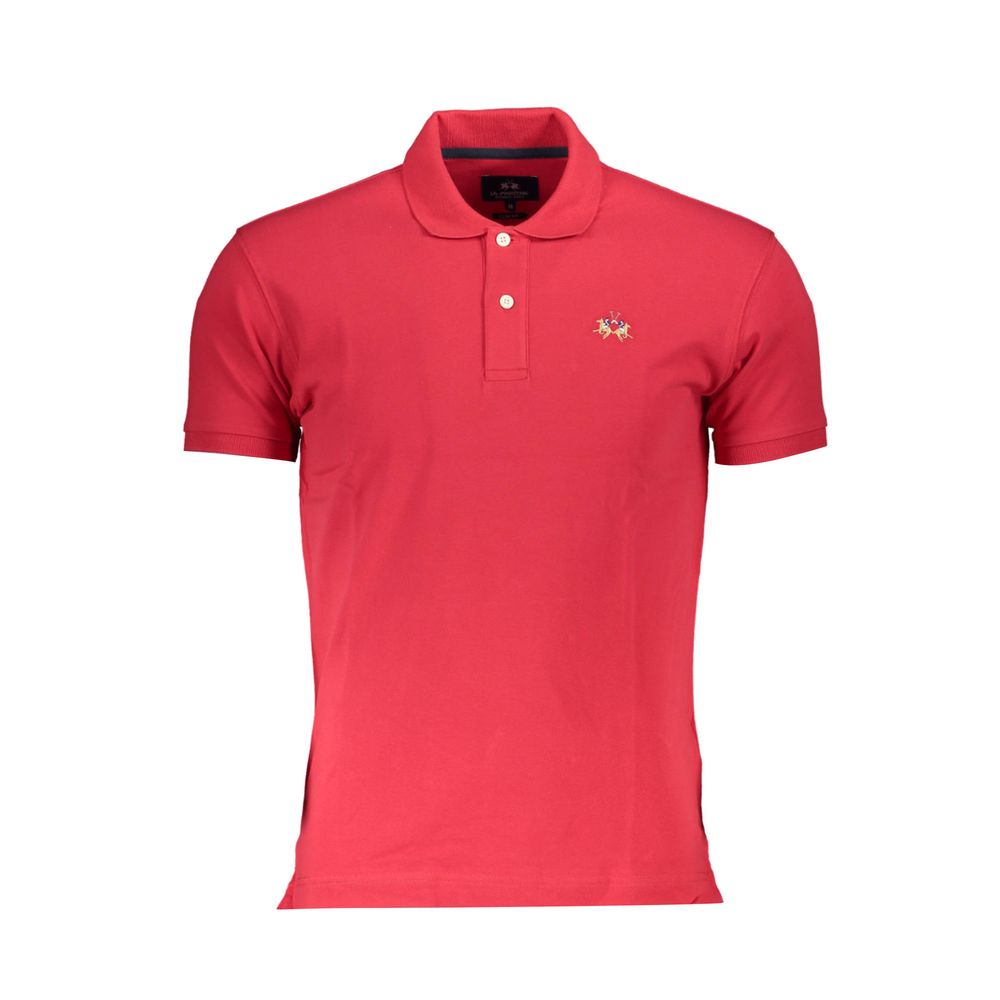 La Martina Red Cotton Men Polo Shirt-La Martina-S-Urbanheer