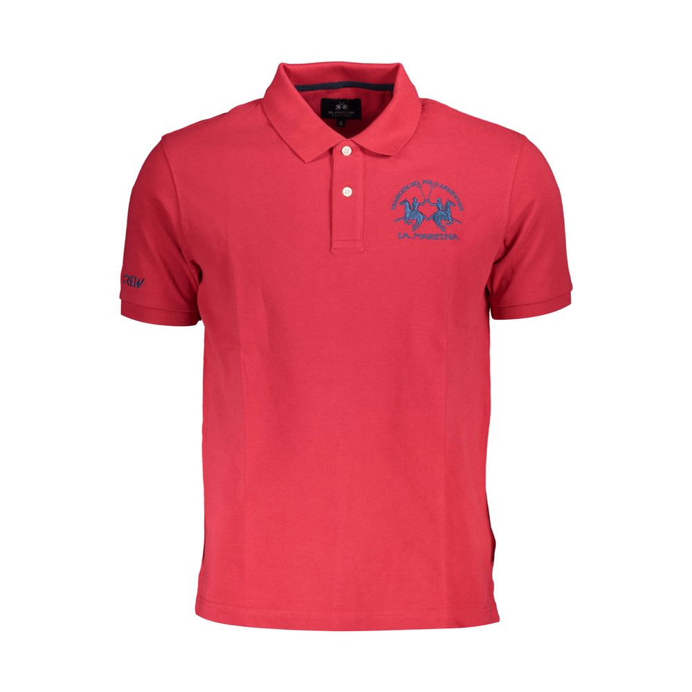 La Martina Red Cotton Men Polo Shirt-La Martina-M-Urbanheer
