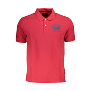 La Martina Red Cotton Men Polo Shirt-La Martina-M-Urbanheer