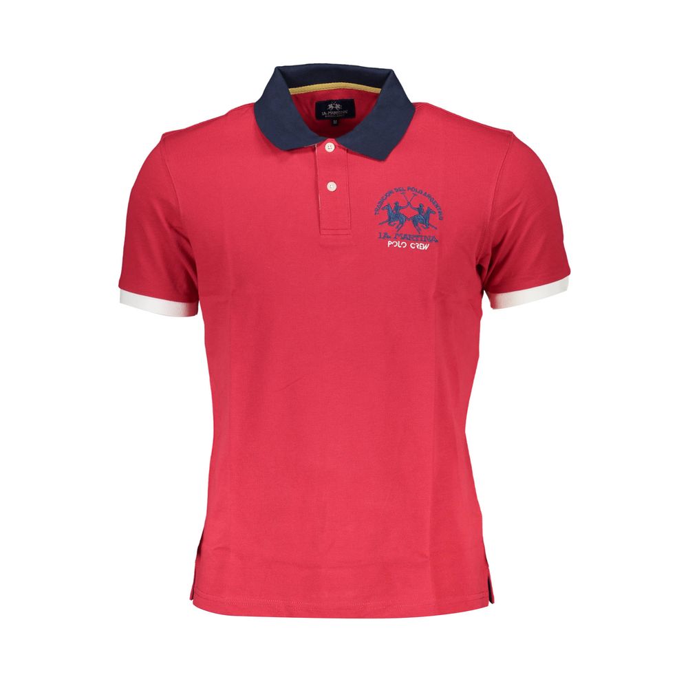 La Martina Red Cotton Polo Shirt-La Martina-XXL-Urbanheer