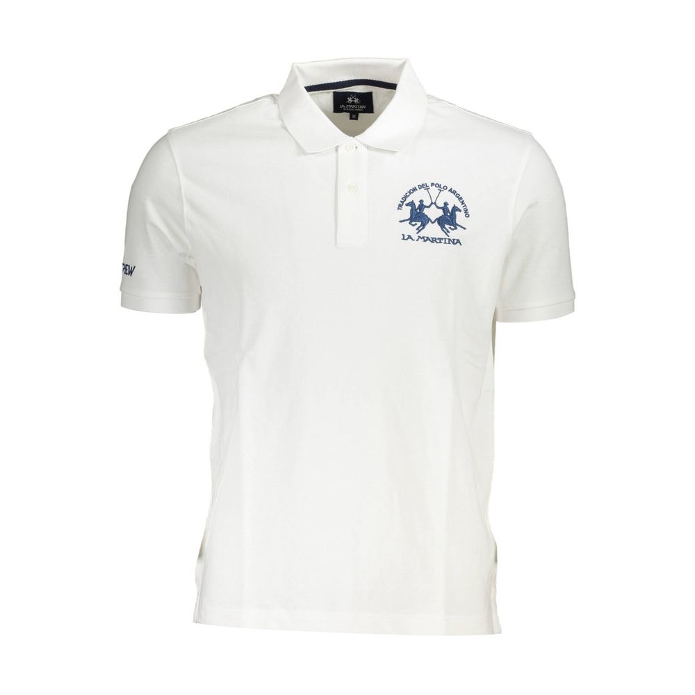 La Martina White Cotton Men Polo Shirt-La Martina-M-Urbanheer