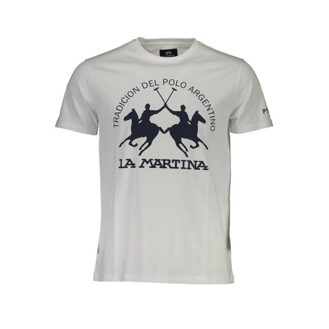 La Martina White Cotton Men T-Shirt-La Martina-XL-Urbanheer