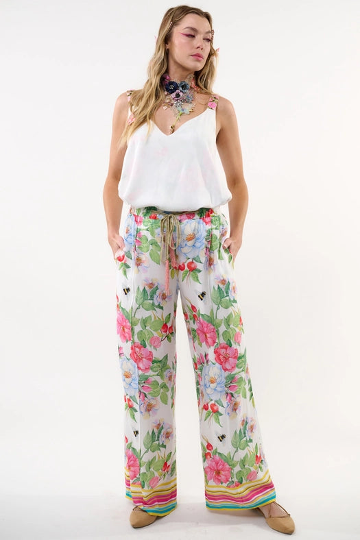 La Ville Rose Pants-Pants-Aratta-XS-White floral-Urbanheer