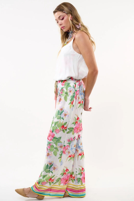 La Ville Rose Pants-Pants-Aratta-XS-White floral-Urbanheer