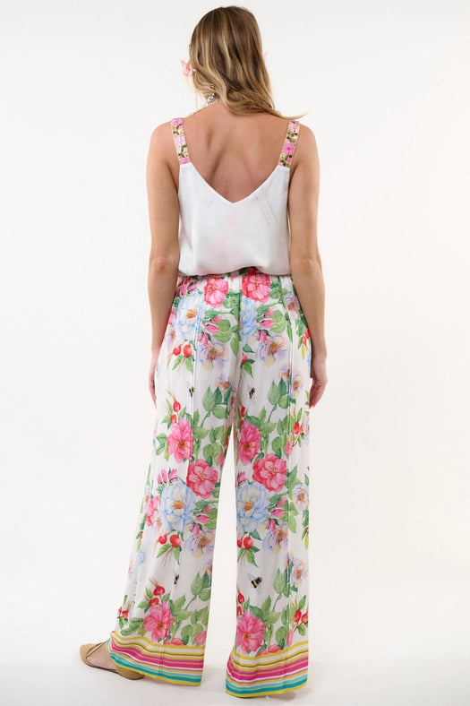 La Ville Rose Pants-Pants-Aratta-XS-White floral-Urbanheer