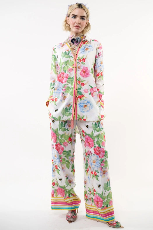 La Ville Rose Pants-Pants-Aratta-XS-White floral-Urbanheer