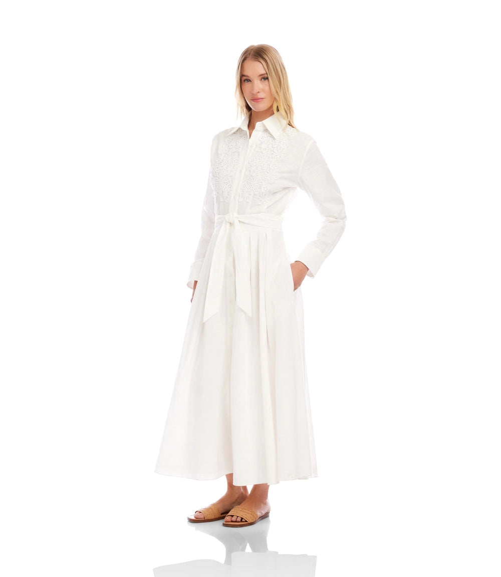 Lace Applique Midi Shirtdress