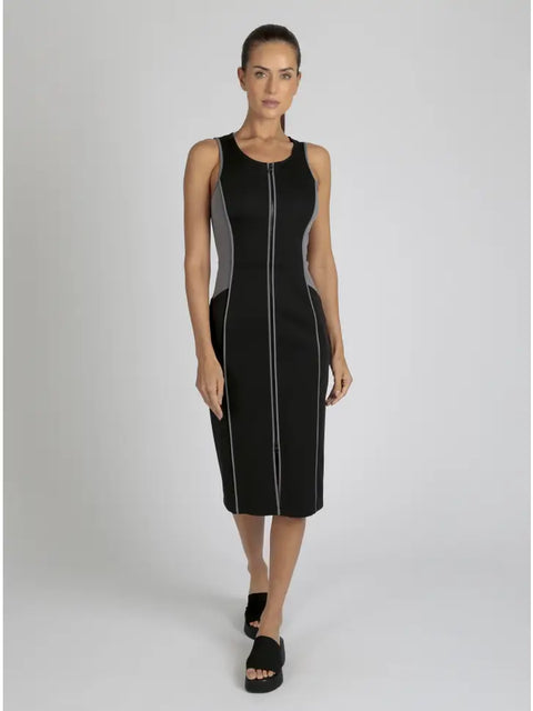 Lace Back Dress - Black Colorblock