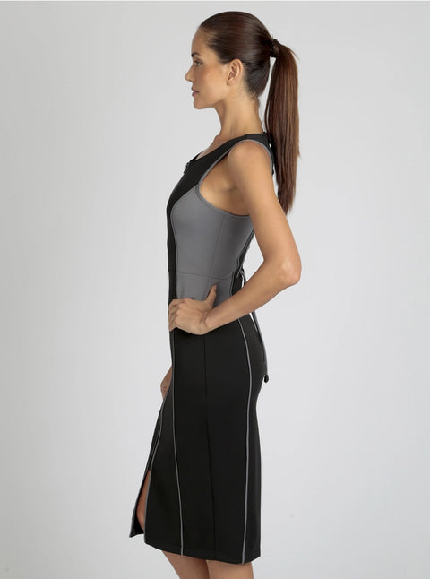 Lace Back Dress - Black Colorblock