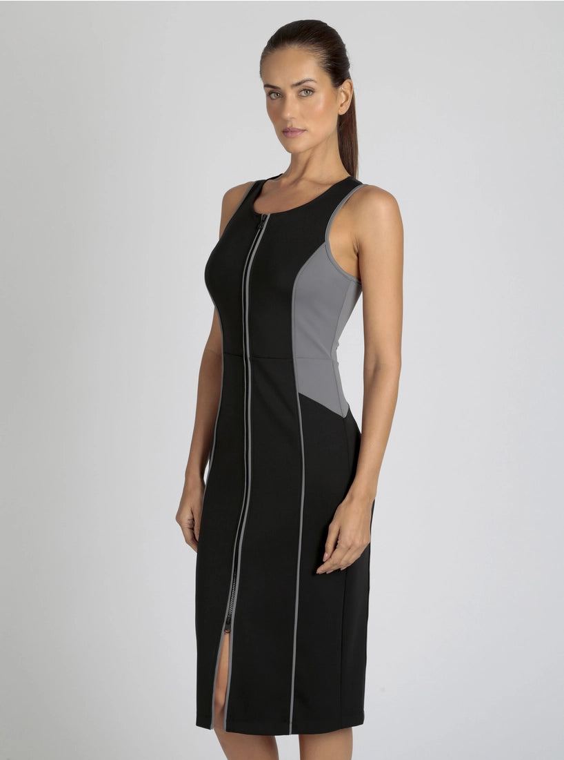 Lace Back Dress - Black Colorblock