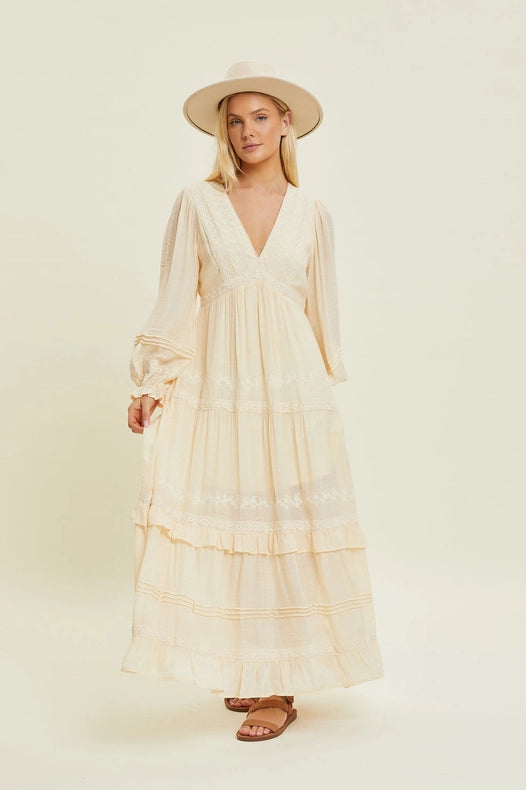 Lace Embroidered Maxi Dress-Dress-Baevely by Wellmade USA-S-NATURAL-Urbanheer