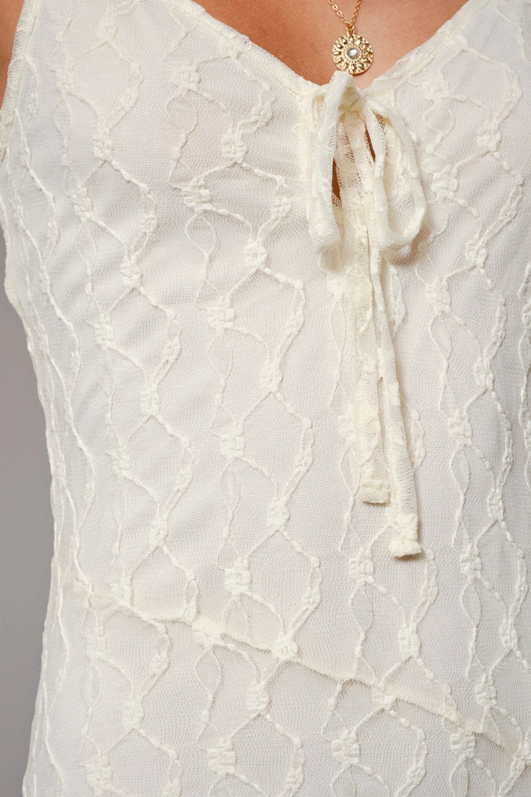 Lace High Low Hem Cami Tie Front Dress