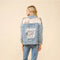 Lace Inset Raw Detail Oversized Denim Jacket-Jacket-Blue B-S-LIGHT WASH-Urbanheer